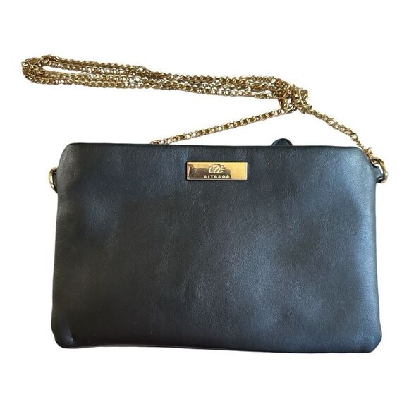 Aitbags Elegant Clutch/Crossbody Handbag. Black w gold accents. Removable chain - Picture 1 of 8